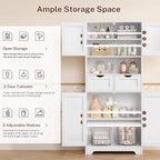 TEENFON 57.8" H Tall Bathroom Storage Cabinet with 4 Doors & 2 Adjustable Shelves, Freestanding Bathroom Cabinet with 2 Drawers, Kitchen Cabinets & Pantry, Cupboard for Kitchen, Dining Room, White