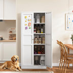 Yizosh Metal Storage Cabinet - 71" White Kitchen Pantry with 2 Doors and 4 Adjustable Shelves, 4-Tier Tall Steel Locker for Living Room, Dining Room