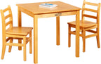 ECR4Kids 30in x 30in Square Hardwood Table with 28in Legs and Two 16in Chairs, Kids Furniture, Honey, 3-Piece | Durable rubberwood, GREENGUARD Gold Certified, ANSI/BIFMA Compliant, 10-12 years, 200 lb seat capacity, classroom & home use