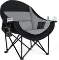 Oversized Camping Chairs for Adult - Heavy Duty Padded Portable Folding Chair XL Collapsible Camp Chair with Cup Holder Side Pocket for Outdoor Lawn Beach Sport Fishing Support 500LBS, Grey