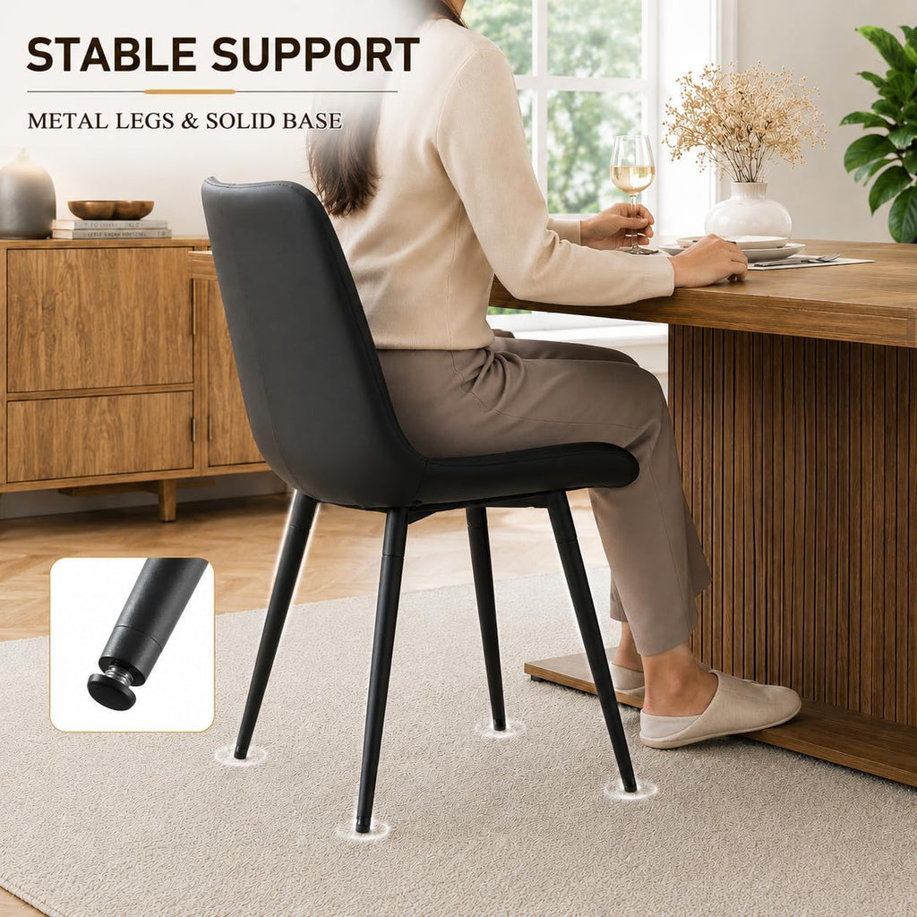 7 Piece Extendable Dining Table Set for 6, 63-79 Inch Brown Kitchen Table Set with 6 Black PU Leather Chairs，Farmhouse Wood Expandable Storage Cabinet Dining Room Table Set 6 for Kitchen Dining