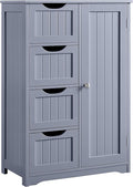 Yaheetech Bathroom Floor Cabinet, Freestanding Storage Organizer Unit Kitchen Cupboard W/ 4 Drawers & Adjustable Shelves, Using for Kitchen/Bathroom, Gray