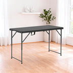 HKLGorg Folding Table, Heavy Duty Plastic Folding Utility Table Indoor Outdoor, Party Dining Tables Easy to Assemble with Lock Function (Black, 4 FT)