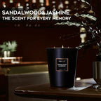 HomeLights Scented Candles | Large Jar 33.3 Oz Natural Soy Candle | 130 hrs with 3 Cotton Wicks, Sandalwood Jasmine Home Fragrance Candles Gift