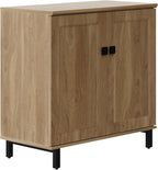 FENSULN Buffet Sideboard Cabinet Farmhouse Modern 3 in1 Storage Cabinet with Adjustable Shelves for Kitchen, Coffee Bar, Living Room, Oak