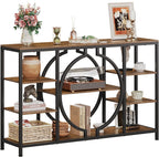 GiftGo 47" Industrial Console Tables for Entryway Rustic Sofa Table Behind Couch 4 Tier Wooden Shelves Entry Table with Storage for Foyer, Hallway, Front Door,Living Room (Rustic Brown, 47")