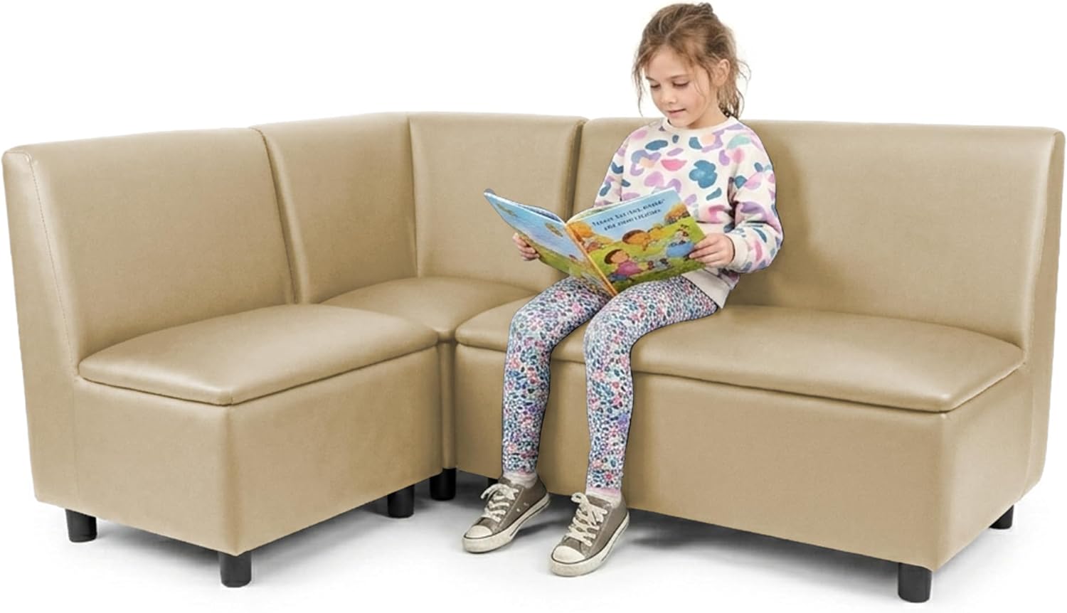 FDP Kid Comfort Collective Modular L-Shaped Seating, 3-Piece Set - Sand