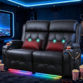 Power Reclining Loveseat with Massage & Heat,Wall Hugger Loveseat Recliner with LED Lights,USB & Type-C Ports, Ideal for RV, Home Theater and Living Room,Black,2 Seats