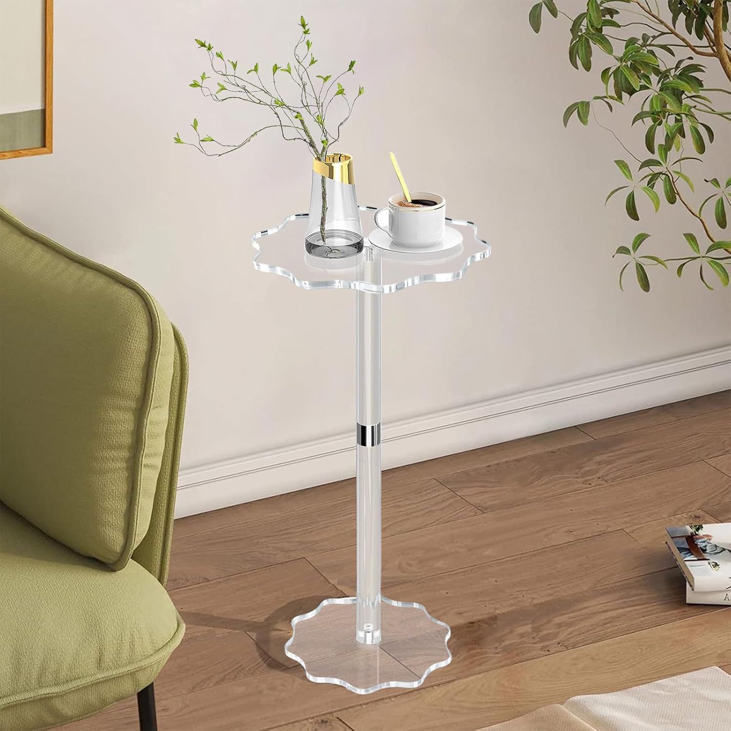 Drink Table, Acrylic Side Table, 10×10×20in Drink Tables for Small Spaces, Plant Stand, Acrylics Furniture, Home Decorations for Living Room, Home Decor Accents (Acrylic)