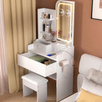 HOMEMORE Vanity Desk with LED Mirror Small Vanity with Lights 3X and 5X Magnifying Glasses 3 Drawers Makeup Table with Chair for Bedroom.White