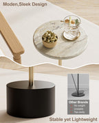 Drink Table Pedestal, Round Side Table, Drink Tables for Small Spaces, Pedestal End Table, Small Pedestal Table (Black Gold)