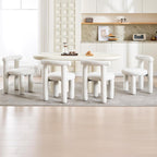 Sherpa Dining Chairs Set of 2, Comfy Boucle Fabric Dining Chairs, Upholstered Modern Kitchen Chairs with Backrest, Armless Accent Side Chair for Bedroom/Living Room, White