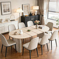 59 in-90 in Oval Extendable Dining Room Table for 4-10, Long Large Kitchen Table, Mid Century Modern Furniture, Space-Saving for Kitchen, Living Room, Office