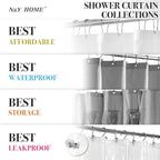 N&Y HOME Extra Long Waffle Weave Shower Curtain with Snap-in Fabric Liner Set, 12 White Hooks Included - 71" x 84", Hotel Style & Mesh Top, Machine Washable & Water-Repellent - 71x84, White