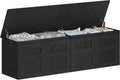 Hzuaneri 59" Rustic Storage Chest and Bench | 70 Gal | 330lb Seat | Soft-Close Hinges | Rustic Black | Shoe and Blanket Storage for Bedroom, Living Room, Entryway | SB51504X