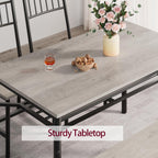 GarveeHome Dining Table Set for 4, Kitchen Table and Chairs for 4 with Wine Rack, Room Dining Table Set with Storage Benches, Rectangular Kitchen Table Set for Small Space, Apartment, Retro Gray