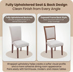 COLAMY Upholstered High Back Dining Room Chairs Set of 4 with Comfortable Padded Seat, Fabric Dining Chairs with Solid Rubber Wood Legs for Dining Room, Classic Gray Damask Pattern, Beige