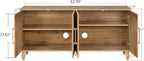 Sideboard Buffet 63" Credenzas for Living Room, Entryway Table with Storage Cabinet Natural Wood Color, Carved Flowers Doors & Cable Holes
