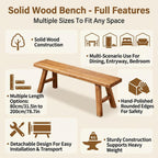 Farmhouse Indoor Wooden Living Room Dining Bench, Rustic Farmhouse Narrow Entryway Bench with Slim Skinny Design,with Armless Design and Short Height, Solid Wood Shoe Entryway Benches