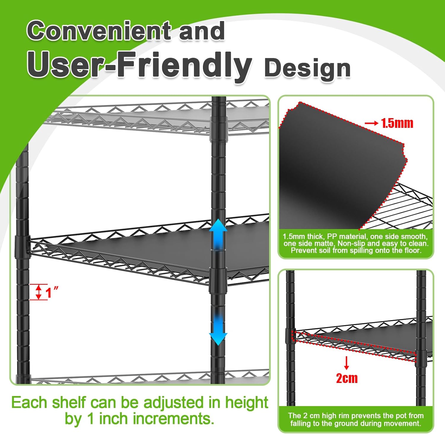 Abimars 5-Tier Greenhouse with Grow Light, Shelf Height Adjustable Metal Plant Shelf with PVC Cover and Wheels, Includes 5-Pack 2900K Full Spectrum Plant Lights, 21x49x80inch