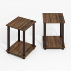 Furinno Simplistic Side Table Set of 2, End Table, Night Stand, Nightstand, Bedside Table, for Living Room, Bedroom, Black Walnut
