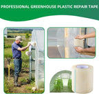 Greenhouse Repair Tape, 6.3 mil Thickness Greenhouse Plastic Tape, Clear UV Resistant Greenhouse Sheeting Coverings Film Tape(6inX213ft)