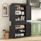 Tangkula 72" H Kitchen Pantry Cupboard Cabinet, Traditional Freestanding Large Tall Storage Cabinet with 2 Cabinets and Drawer, Adjustable Shelves, for Living Room Kitchen, 30 x 16 x 72 Inch