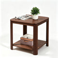 Boho Wave Engineered Wood End Table with 2-Tier Open Storage Shelf, Sturdy Load-Bearing Structure and Safety Rounded Corner Design(Walnut)