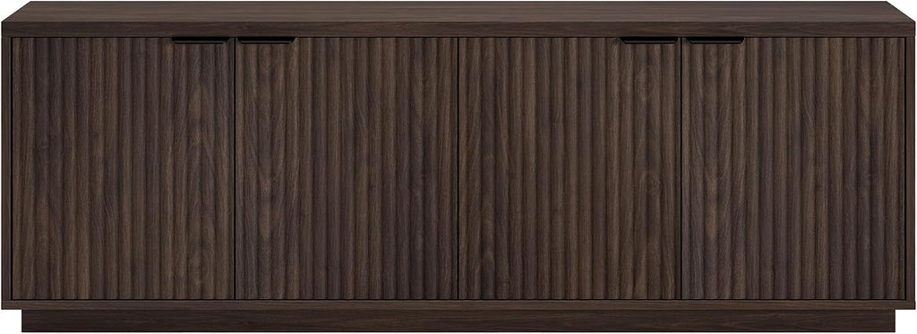 Henn&Hart 70" TV Stand for TVs up to 78", Rich Brown | Elegant ribbed doors, adjustable shelves, and cable cut-outs create stylish, clutter-free storage for any room