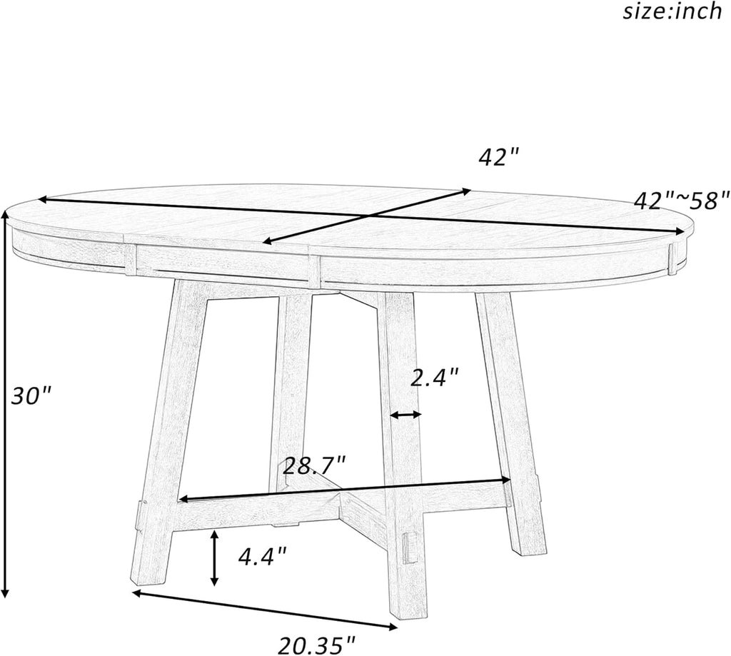 ERYE Farmhouse Style Wooden Dining Table 42-Inch Functional Extendable Round Dining Table with 16" Leaf and X-Cross Legs,Oval Wooden Diningtable for Home Apartment Diningroom, Natural Wood Wash