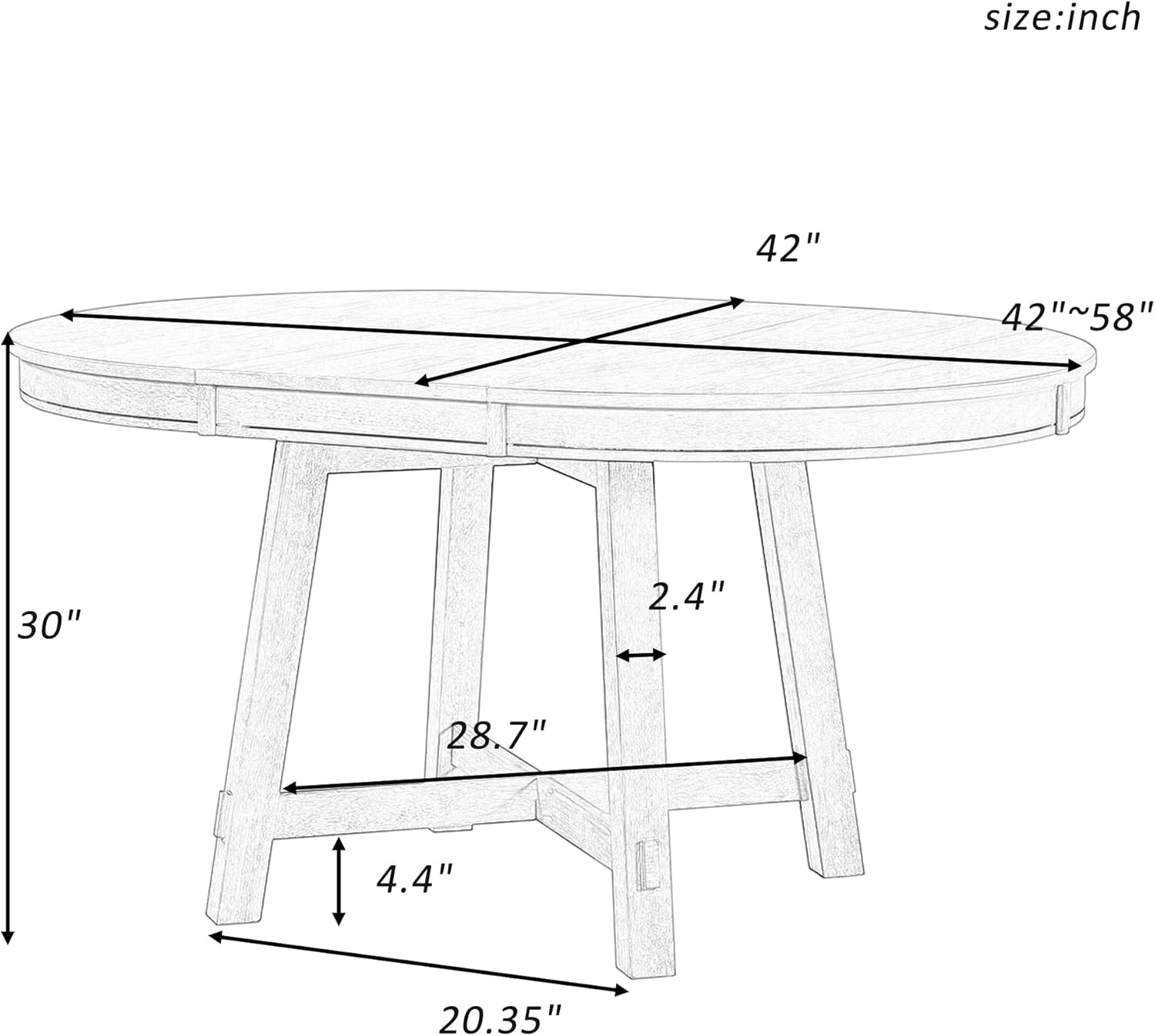 ERYE Farmhouse Style Wooden Dining Table 42-Inch Functional Extendable Round Dining Table with 16" Leaf and X-Cross Legs,Oval Wooden Diningtable for Home Apartment Diningroom, Natural Wood Wash