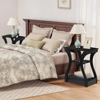 ZENY End Tables Set of 2 with Charging Station, Side Table with USB Ports and Outlets, 3 Tier Nightstand with Storage Shelf for Living Room, Bedroom, Black