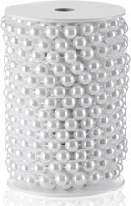 Craft String Pearls 10MM Pearl Bead, 33 Feet White Faux Pearl Garland Spool Roll Strand Wedding Party Decoration, Christmas Tree Decorations