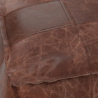 SIMPLIHOME Brody 26" Wide Genuine Leather Square Pouf in Distressed Brown | Distressed brown boho footrest, coffee table and extra seating for living room, assembled; floor cushion or accent seat.
