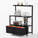 VECELO Mobile Filing Cabinet on Lockable Wheels,Under Desk Organizer with Hanging File Folder Organizer,Beside Under Desk for Office Home,No Bend Over, Fits Letter Size, Black