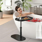 Adjustable Height C Shaped Side Table, Couch Tables That Slide Under, C Side Table Raised Edge, 360°Swivel C Shaped End Table, Small Coffee C Table, End Table for Sofa/Bed/Bathtub