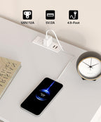 Akxomel Fluted Nightstand Side Table with Charging Station White Bedroom | 3 Drawer Nightstand with Charging Station, Modern Bedside Table, 15.7"D x 23.2"W x 27.5"H, for Bedroom