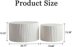 Nesting Coffee Table Set of 2, Modern Round Wooden Drum Side End Coffee Tables for Living Room, Bedroom, White-03