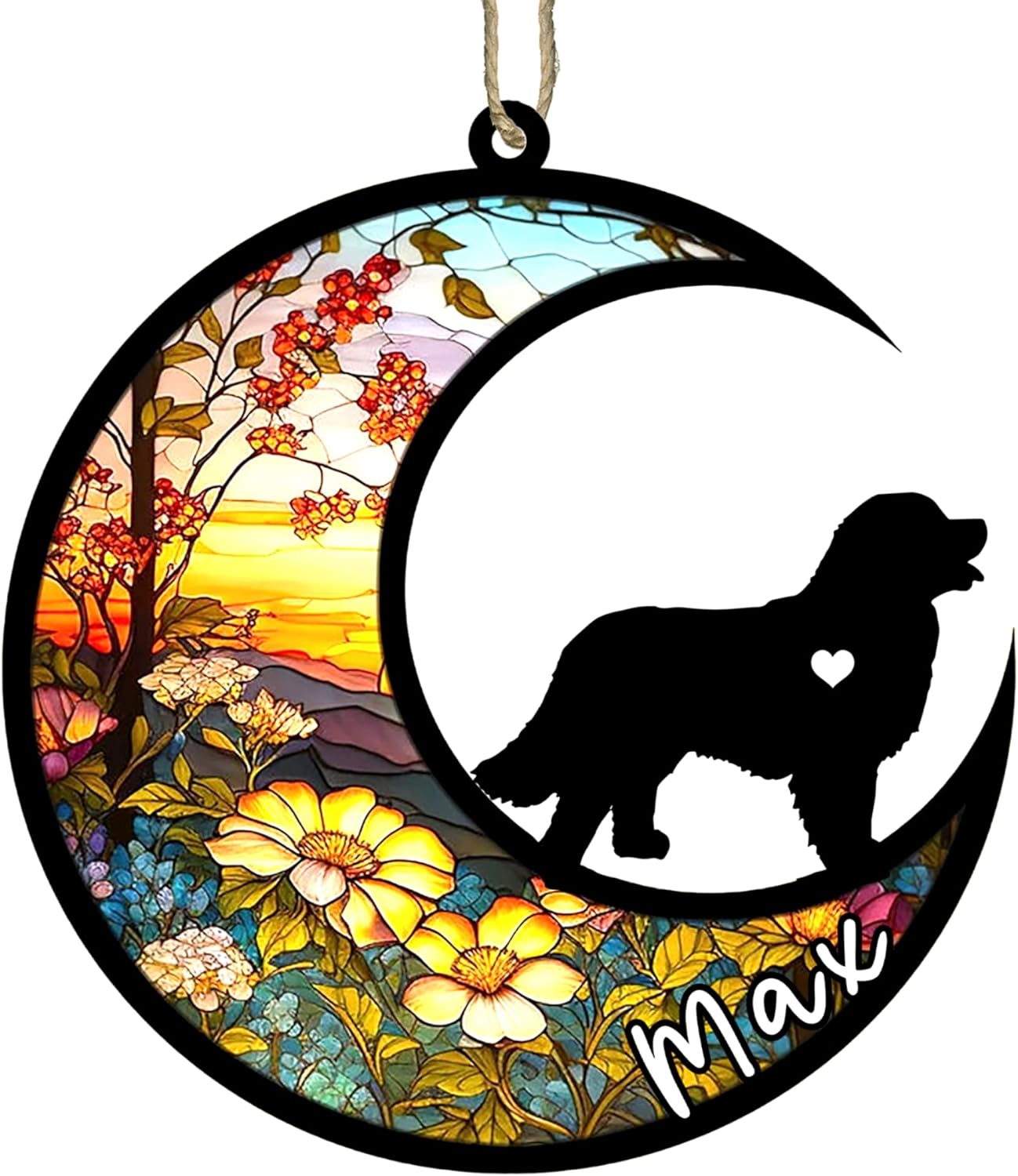 Personalized Dog Memorial, Custom Name Bernese Mountain Dog Christmas Ornament with Name, Custom Breeds, Pet Loss Light Catcher, Gifts for Lovers Loss of Pet Sympathy on Mothers Day Christmas