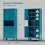 COFaR 69" Tall Modern Kitchen Pantry,Metal Storage Cabinet with Adjustable Shelves,Pantry Cabinet with 6-Tier,Freestanding Cupboard for Kitchen,Dining Room,Living Room,Bathroom,Blue
