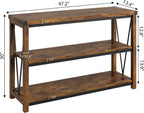 Garvee Farmhouse Console Table, 47 in Narrow Long Entryway Table with Storage, 3 Tier Wood Console Table for Living Room, Skinny Sofa Tables Behind Couch, Rustic Hallway Table for Entryway