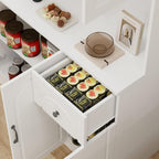 White 71" Kitchen Pantry Storage Cabinet, Freestanding Floor Hutch Cabinet with 6 Doors 1 Drawer, Storage Organizer for Kitchen Living Dining Room Food Cutlery Small Appliances