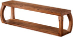 2-Tier Solid Wood Entryway Bench, 59" Long Farmhouse End of Bed Bench with Open Shelves, Rustic Shoe Storage Wooden Seating for Entry, Kitchen, Living Room, Bedroom, Hallway (Rustic Brown)