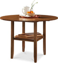 Best Choice Products 42" Round Drop Leaf Dining Table for 4, Solid Wood Expandable Small Dining Table W/Storage Shelf, Space Saving Kitchen Table for Kitchen, Dining Room, & Small Spaces - Chestnut