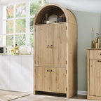 IFGET 71" Tall Arched Kitchen Pantry, Modern Fluted Storage Cabinet,Natural | Wooden Pantry Cabinet with Doors, 3 Adjustable Shelves, 6 Door Shelves, Organizer, Versatile Cupboard for Kitchen, Bathroom