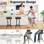TAVR Folding Stool，26.4 Inch Collapsible Stool with Safety Lock | Tall Folding Counter Bar Stool, Portable PU Leather Stool Chair for Kitchen, Balcony, Camping, Fishing & Outdoor Indoor Use