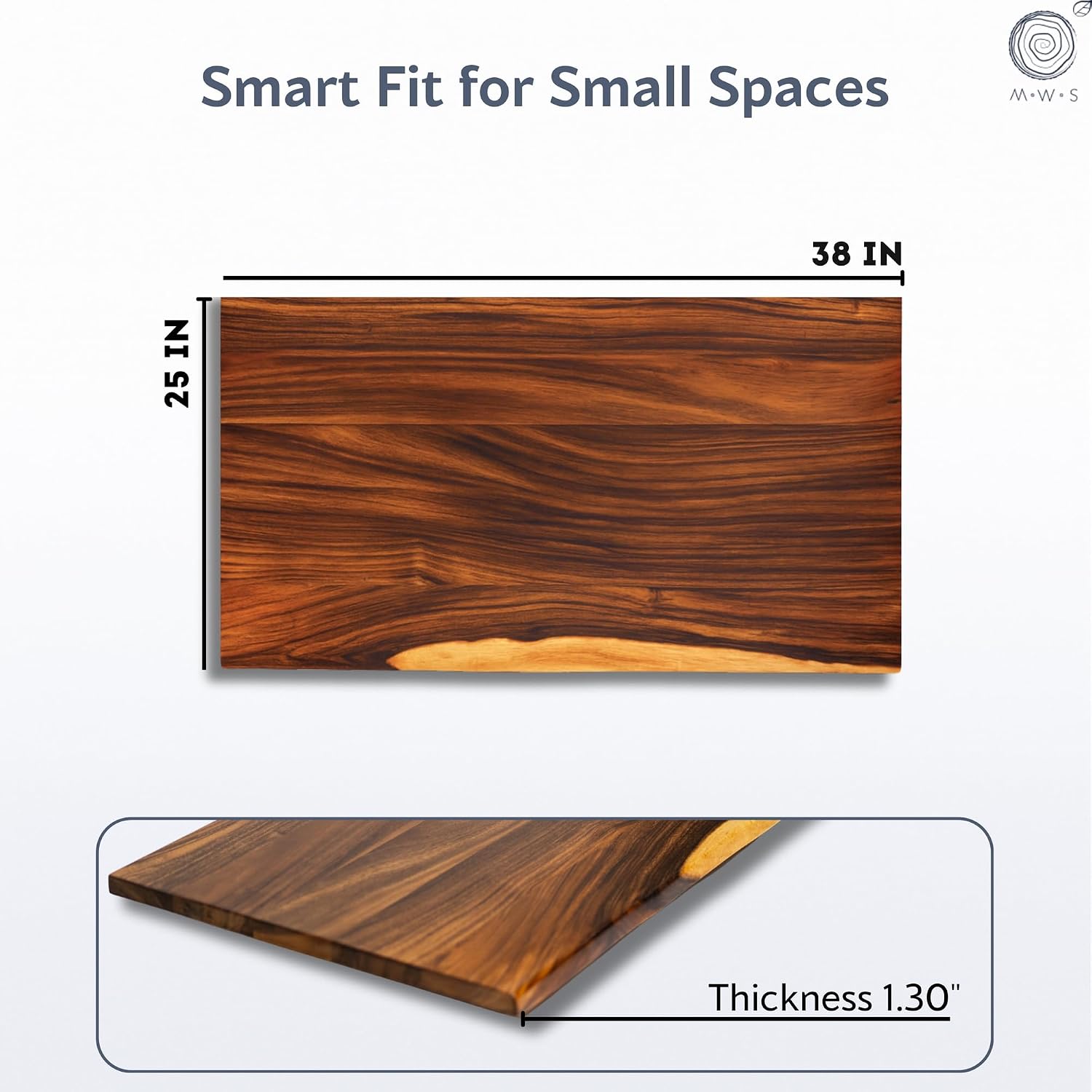 Walnut Solid Wood Table Top – Live Edge Wood Slab for Desktop, Countertop, Laundry, Dining Table, RV Table Top – 25" D x 38" W, Fully Finished and Scratch Resistant
