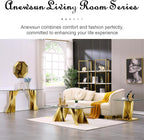 60" Gold Console Table, Entryway Table with Clear Tempered Glass | Modern Glam, Elegant Beveled Edge, Polished Stainless Steel Geometric Base, Long Sofa Table for Living Room, Hallway, Foyer
