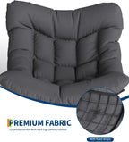 GarveeLife Oversized Papasan Rocking Chair with Footrest, Outdoor Lounge Chair with Ottoman and Sturdy Metal Frame, Patio Egg Rocker for Balcony Backyard Porch Bedroom, Grey