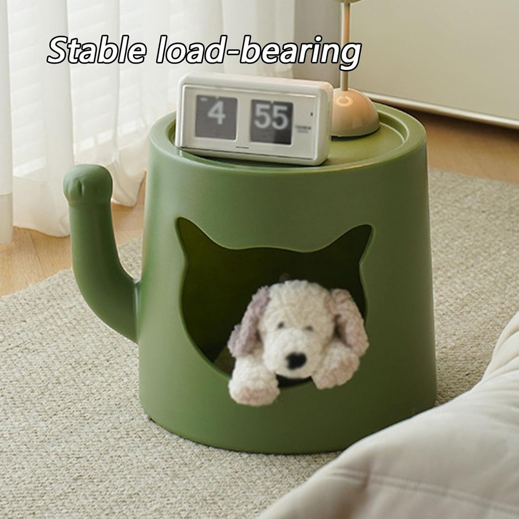 Side Table with Cat Nest End Tables Accent Tables Nightstand Bedside Tables for Home Small Spaces Home Furnishing(Pink)